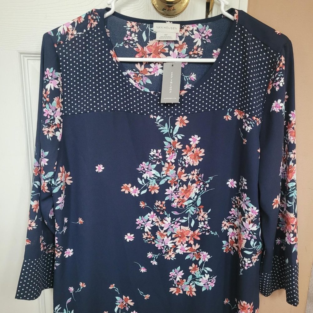 Van Heusen Navy 3/4 length sleeve Blouse
